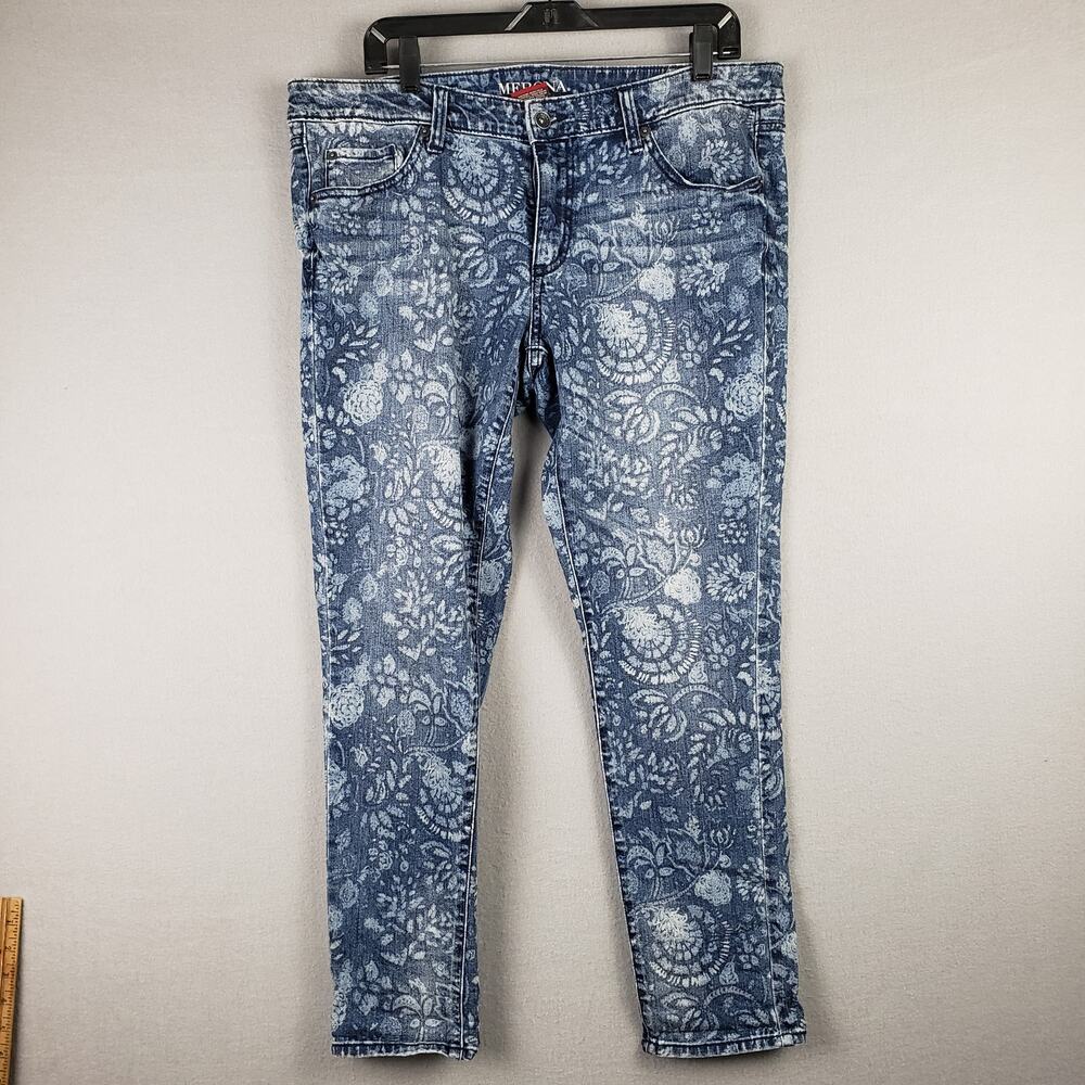Merona Women's Size 14 Fit 3 Painted Paisley Jeans Retro Hippie Fairy‎ Grunge